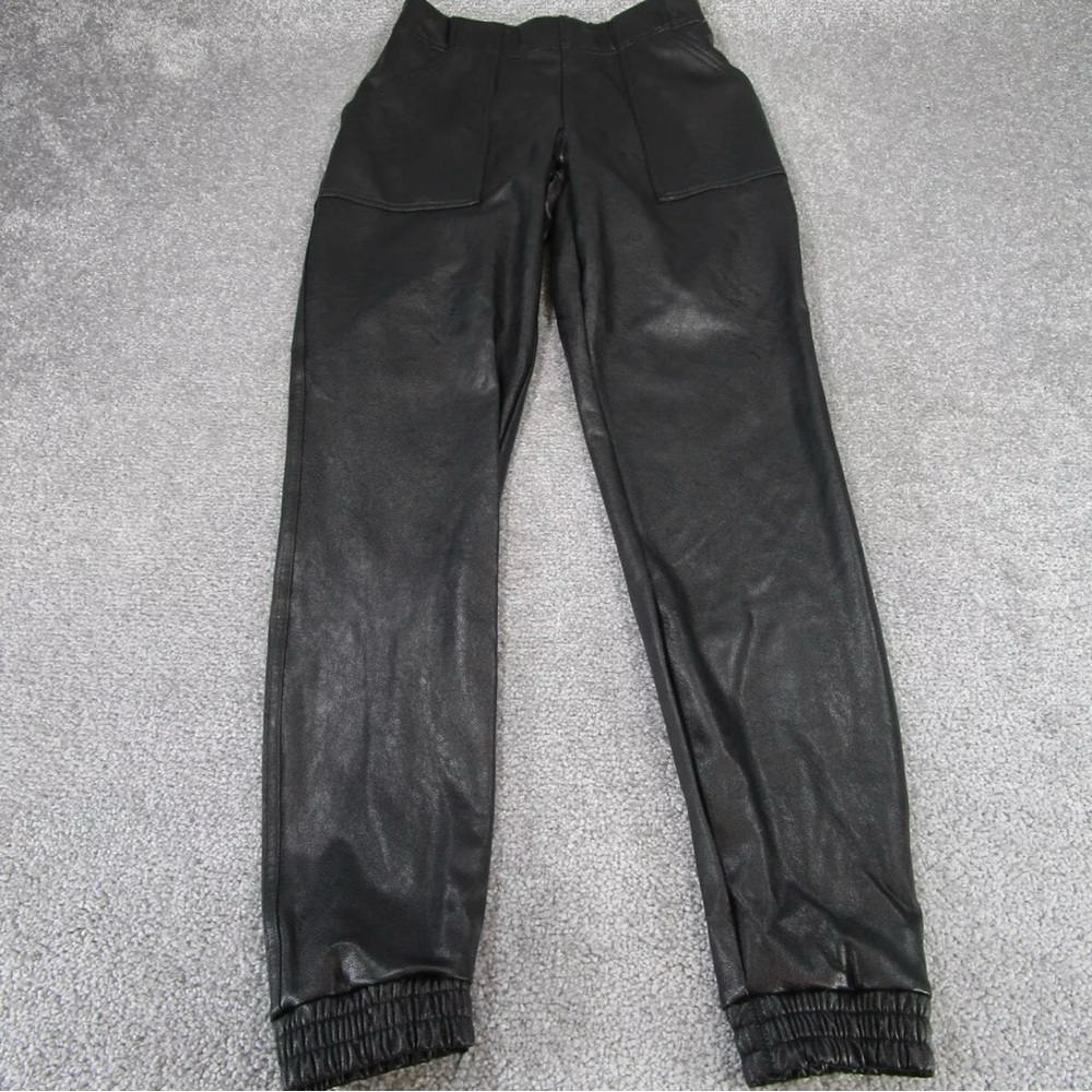 Black Faux Leather Joggers